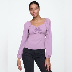 NWT Gap Factory Satin Puff Sleeve Sweetheart Top